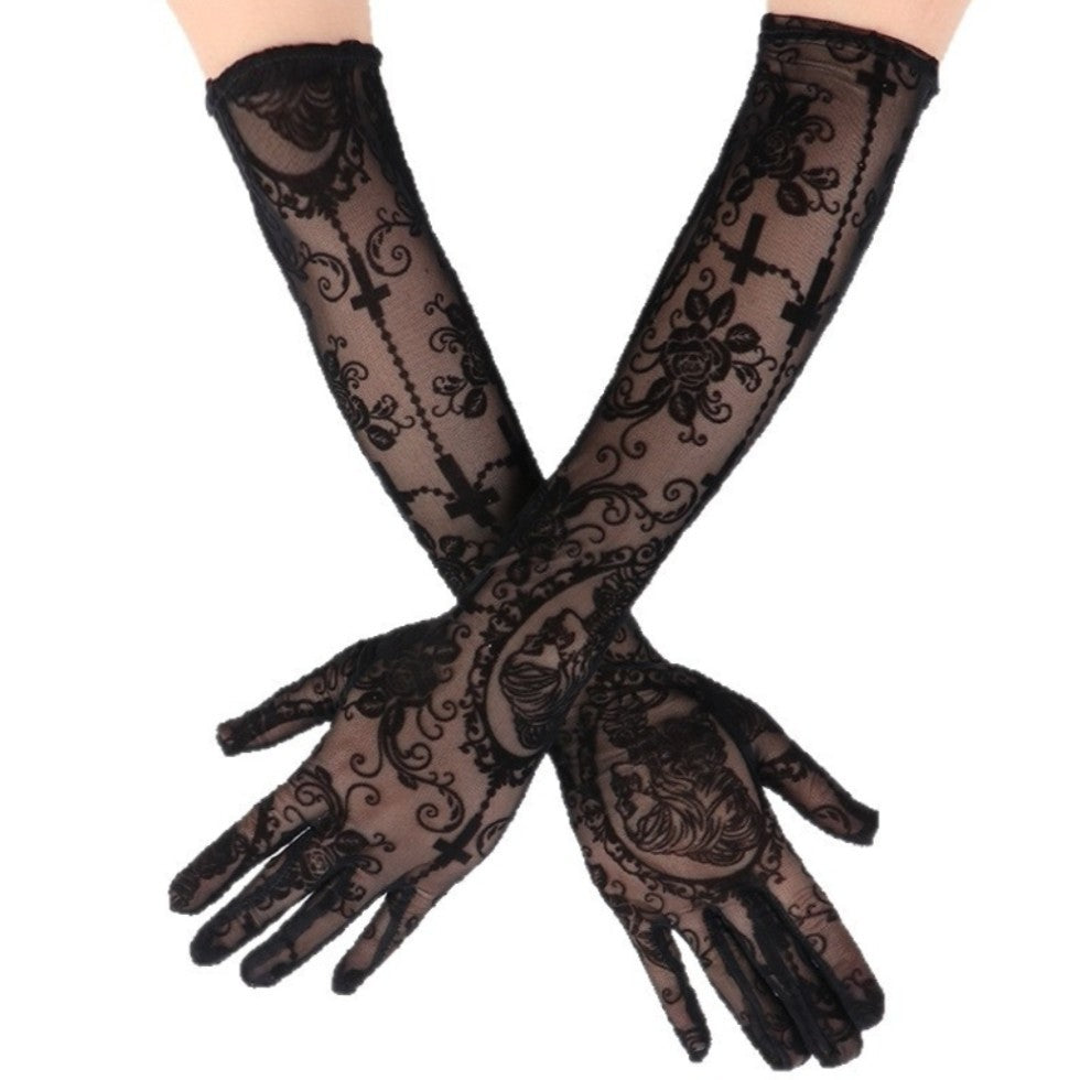 Skull & Cross Lace Gloves