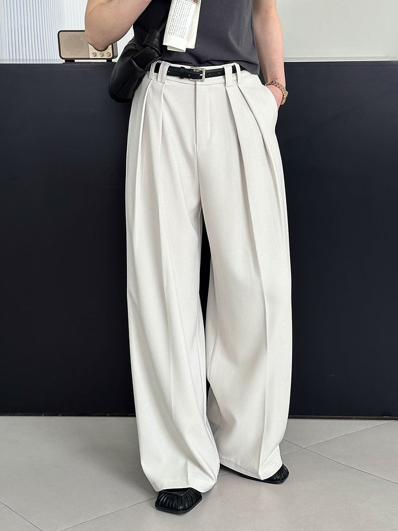 Double-Pleat Wide-Leg Trousers