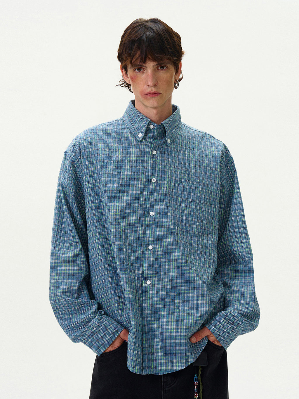 Checked Button-Up Shirt