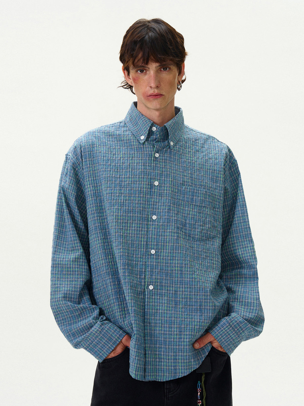 Checked Button-Up Shirt