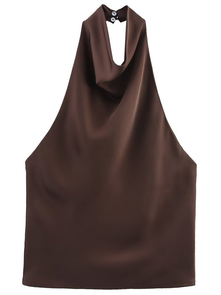 Draped Satin Halter Top