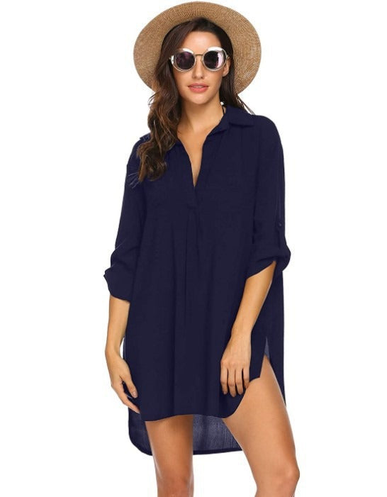 V-Neck Beach Cover-Up Dress