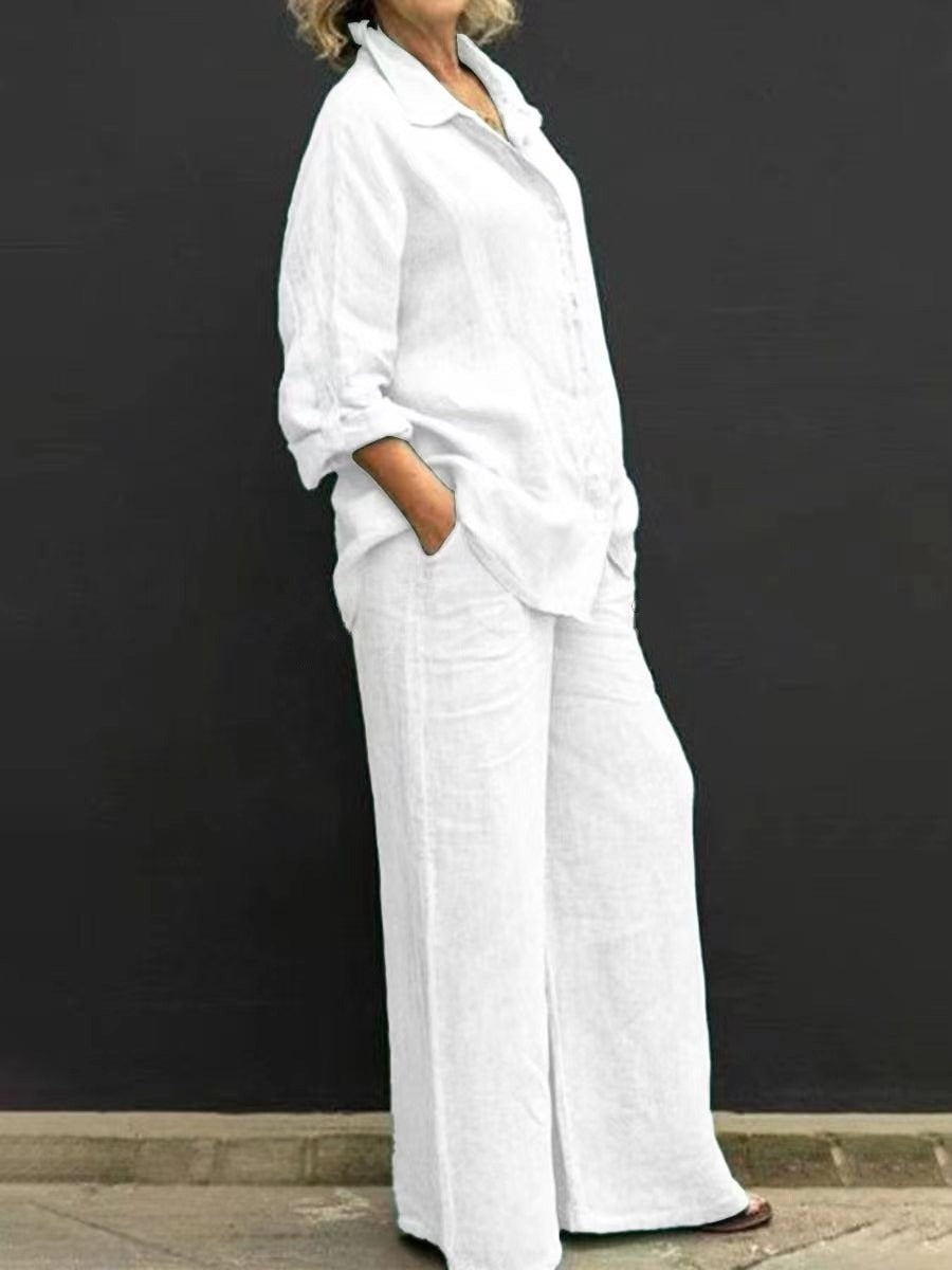 Button-Front Shirt & Pants Set