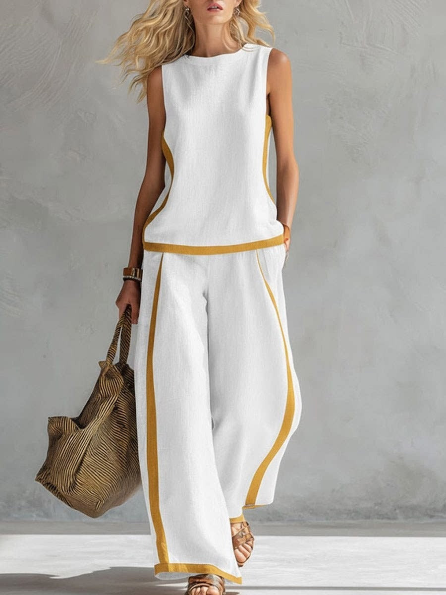 Sleeveless Top & Wide-Leg Pants Set