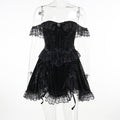 Gothic Lace-Trim Mini Dress