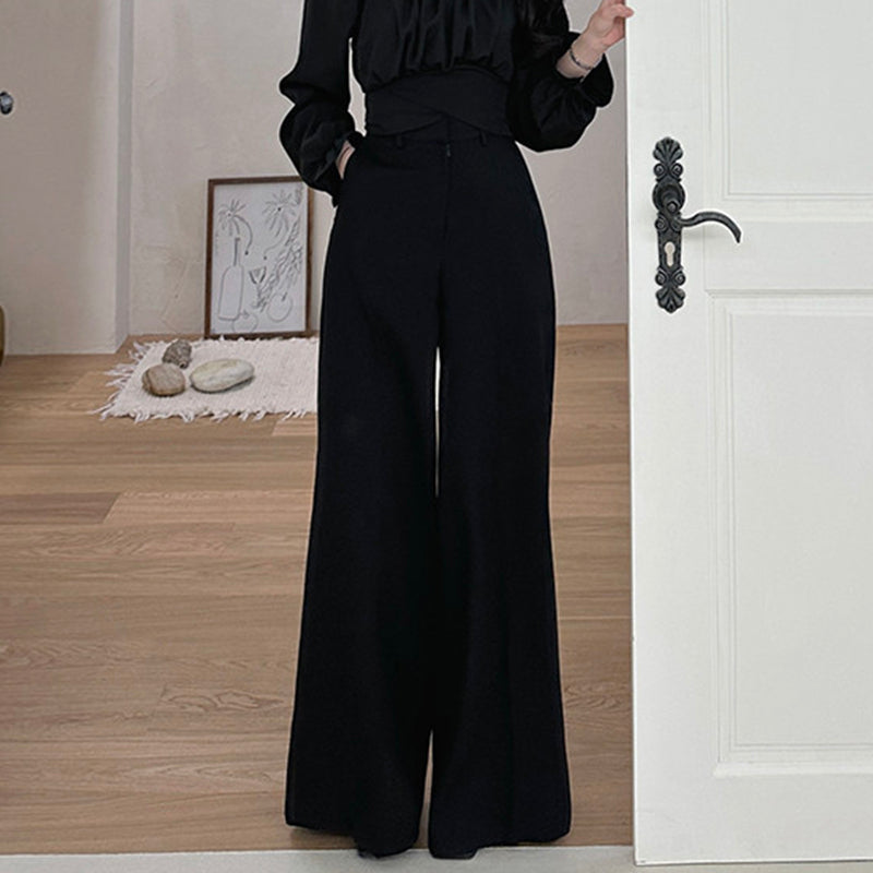 Draped Wide-Leg Pants