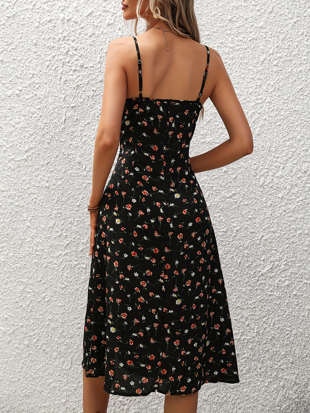 Polka-Dot Cami Slit Dress