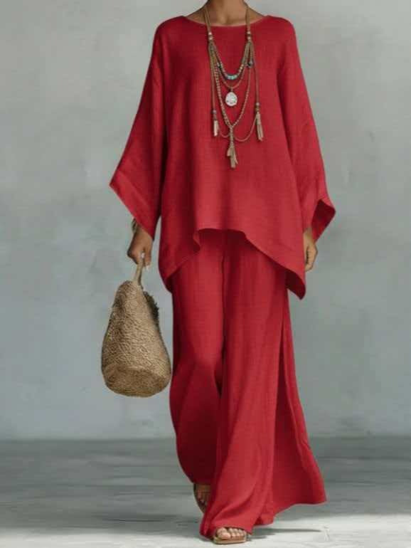 Relaxed Wide-Leg Pants Set