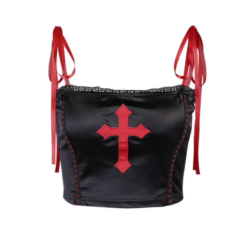 Cross-Print Tie-Strap Camisole