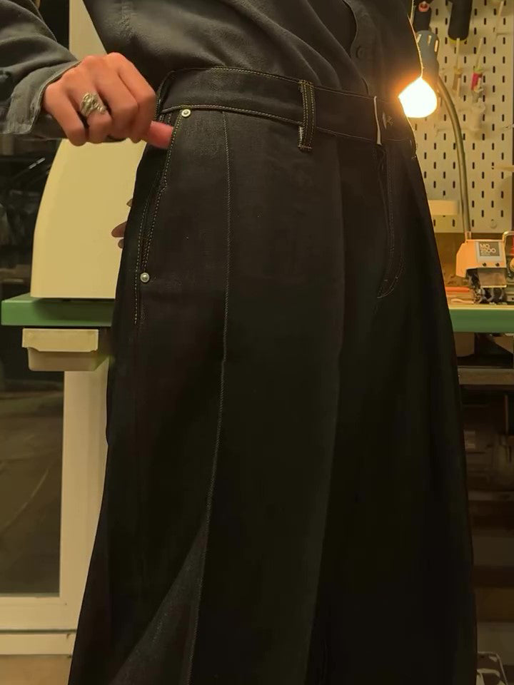 Pocket Detail Wide-Leg Jeans