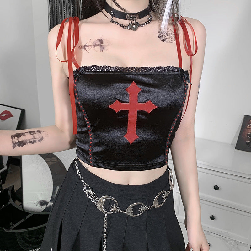 Cross-Print Tie-Strap Camisole