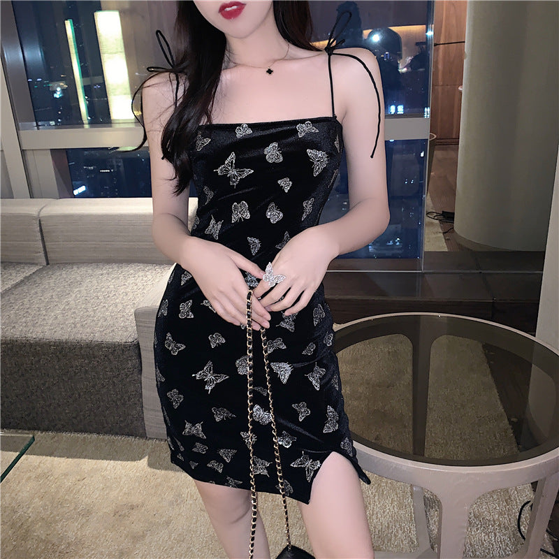 Cross-Print Lace-Trim Mini Dress