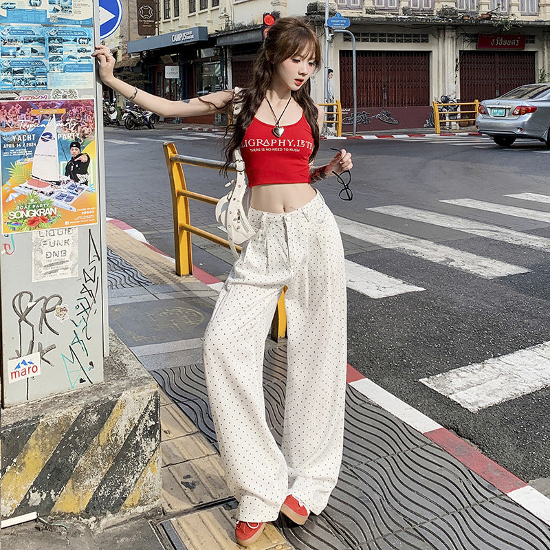 Polka-Dot Wide-Leg Pants