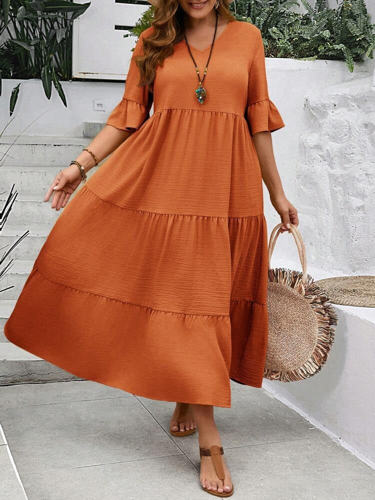 V-Neck Tiered Maxi Dress — Plus Sizes