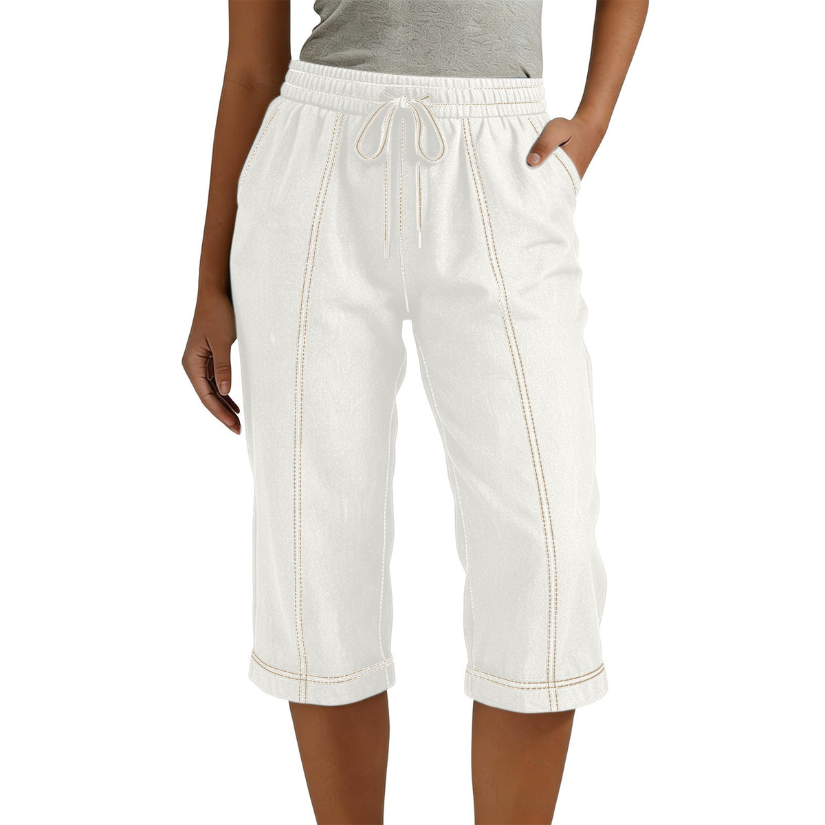 Tie-Waist Capri Pants