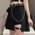 Belted Pleated Mini Skirt