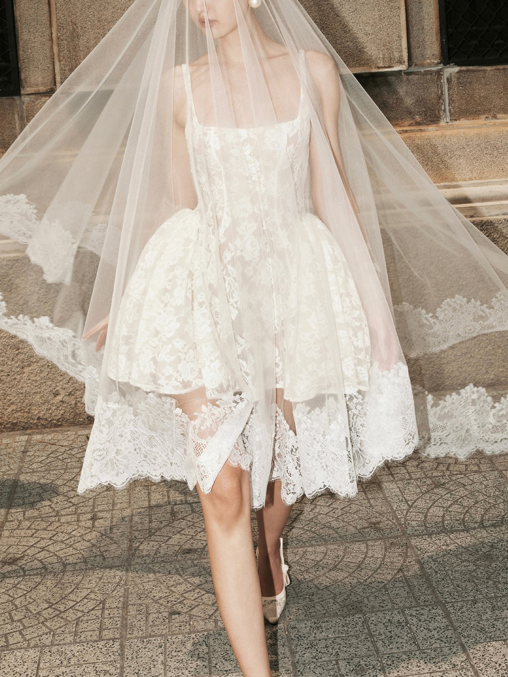 Lace-Panel Mini Dress