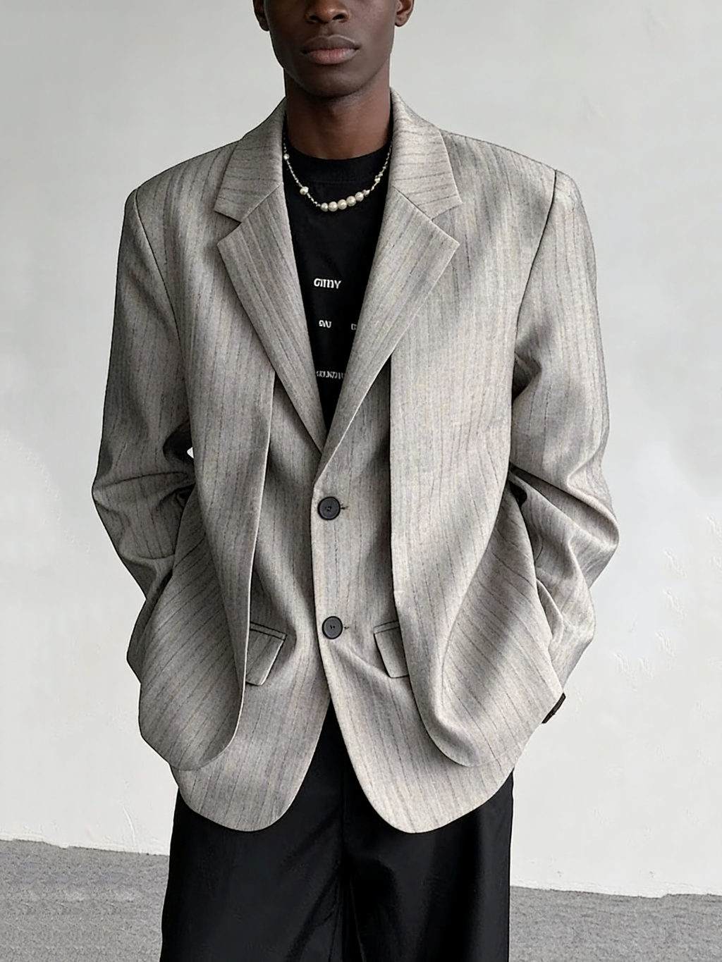 Layered-Look Striped Blazer