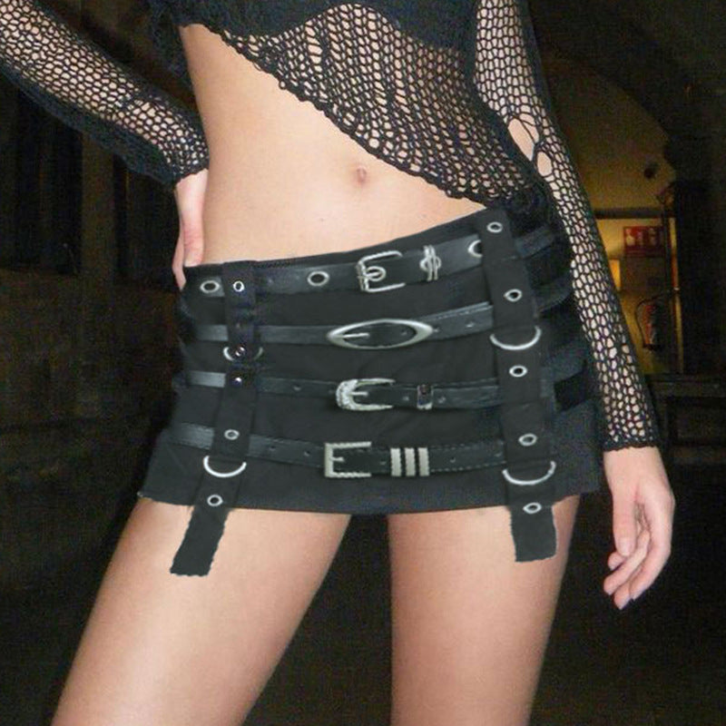 Multi-Buckle Mini Skirt