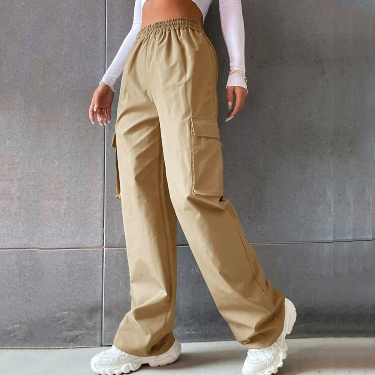 Elastic-Waist Wide-Leg Pants