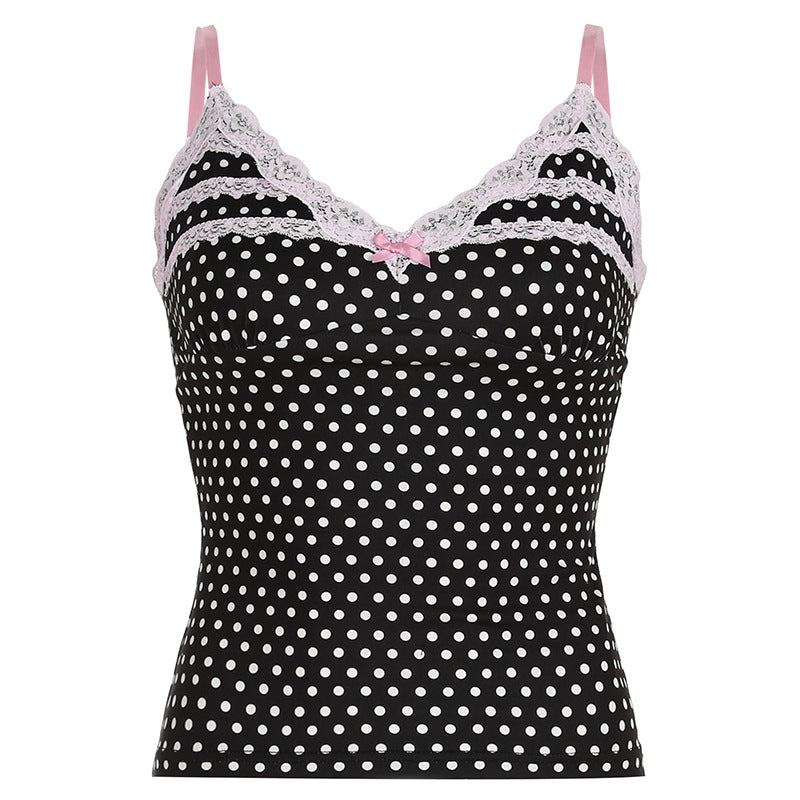 Polka-Dot Lace-Trim Cami