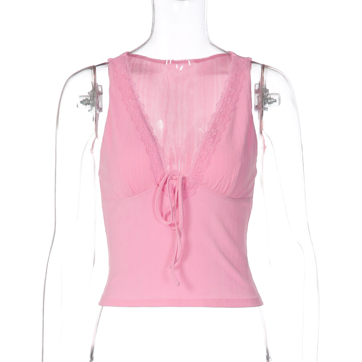 Lace-Trim Tie-Front Camisole