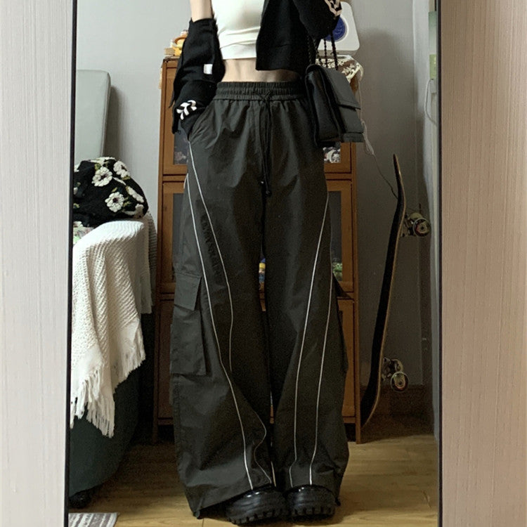 Wide-Leg Cargo Track Pants