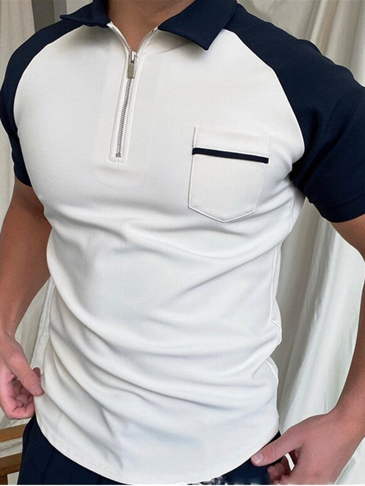 Printed Zip-Neck Polo