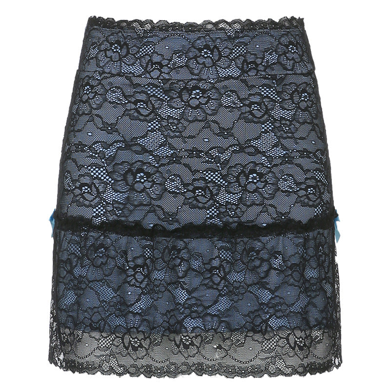 Lace-Overlay Mini Skirt