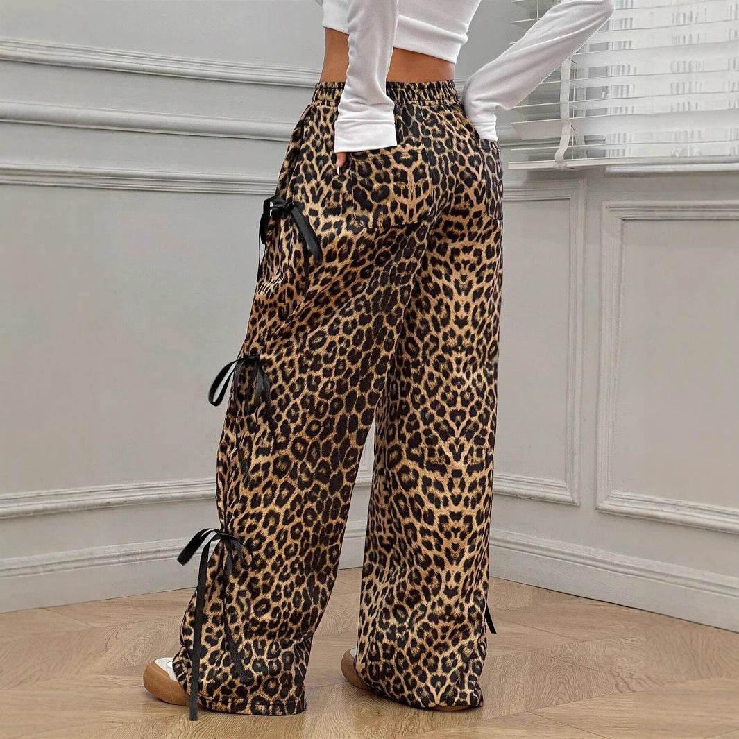 Bow-Side Wide-Leg Pants
