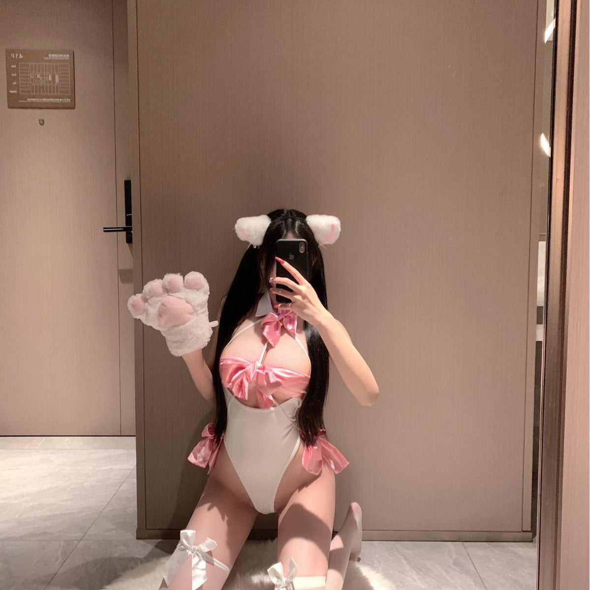 Cat-Ear Costume Bodysuit Set
