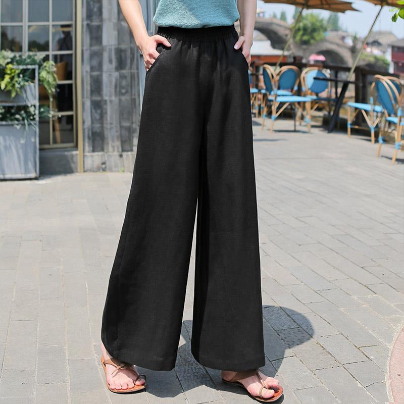 Relaxed Pull-On Wide-Leg Pants