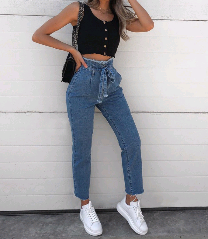 High-Waisted Cropped Jeans