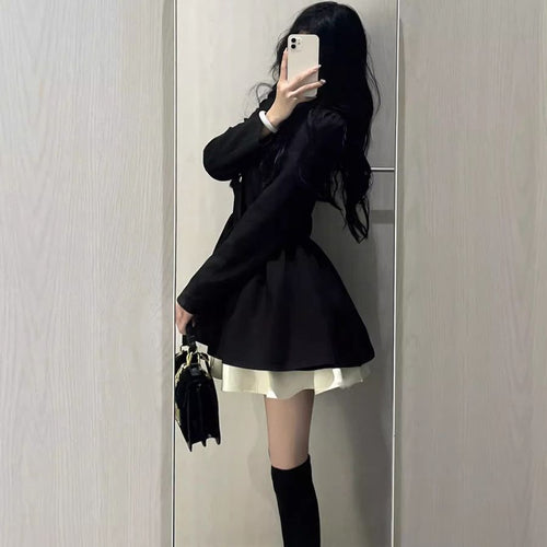 Button-Front Long-Sleeve Mini Dress