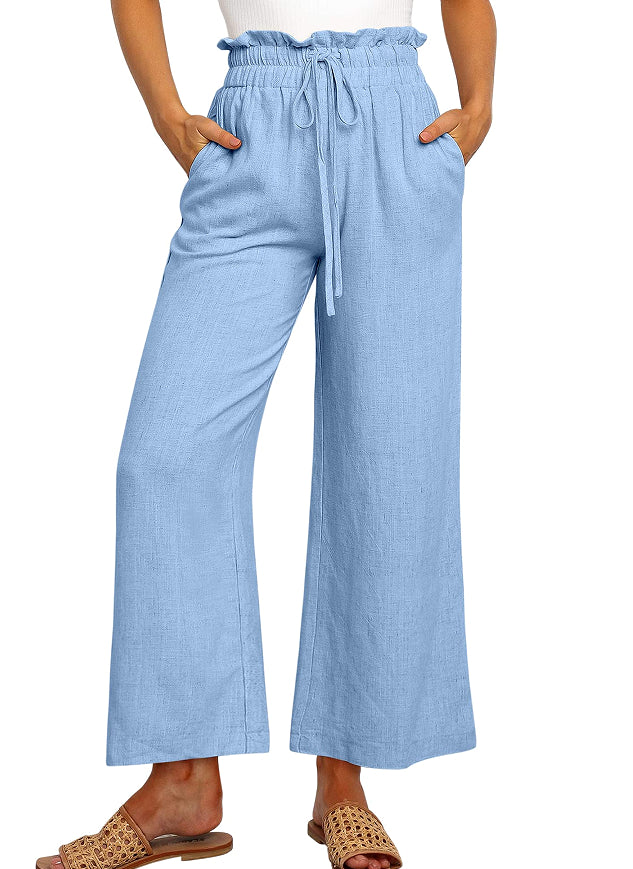 Drawstring Wide-Leg Cropped Pants