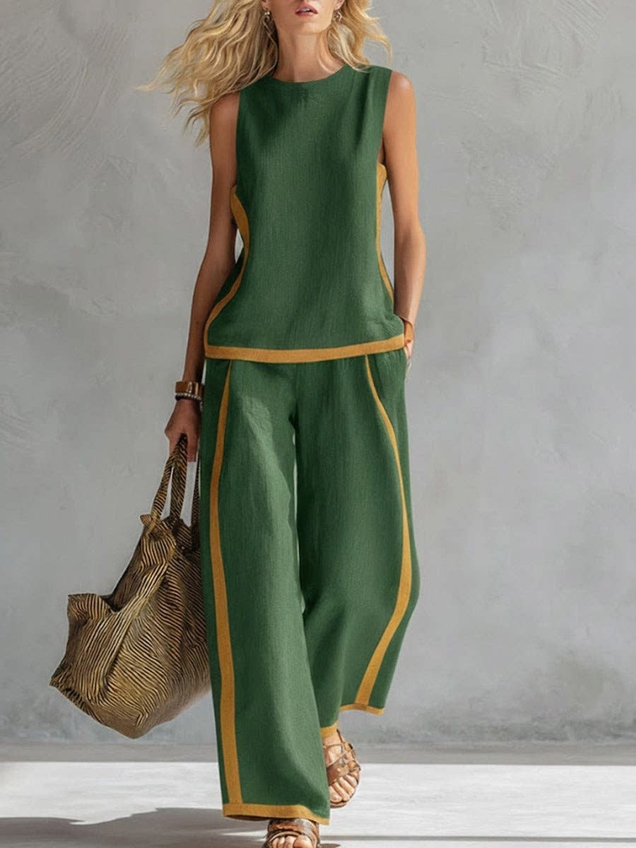 Sleeveless Top & Wide-Leg Pants Set