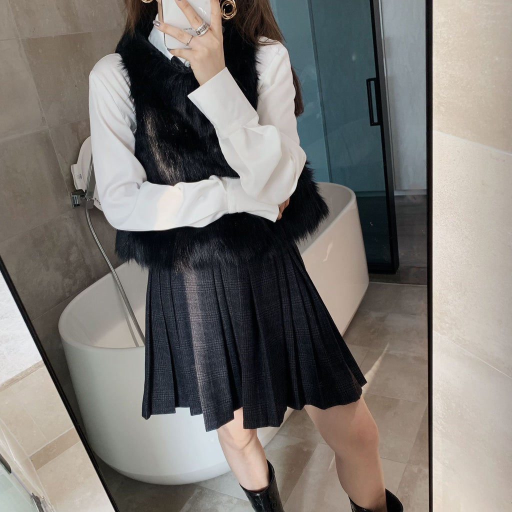 Pleated Plaid Mini Skirt