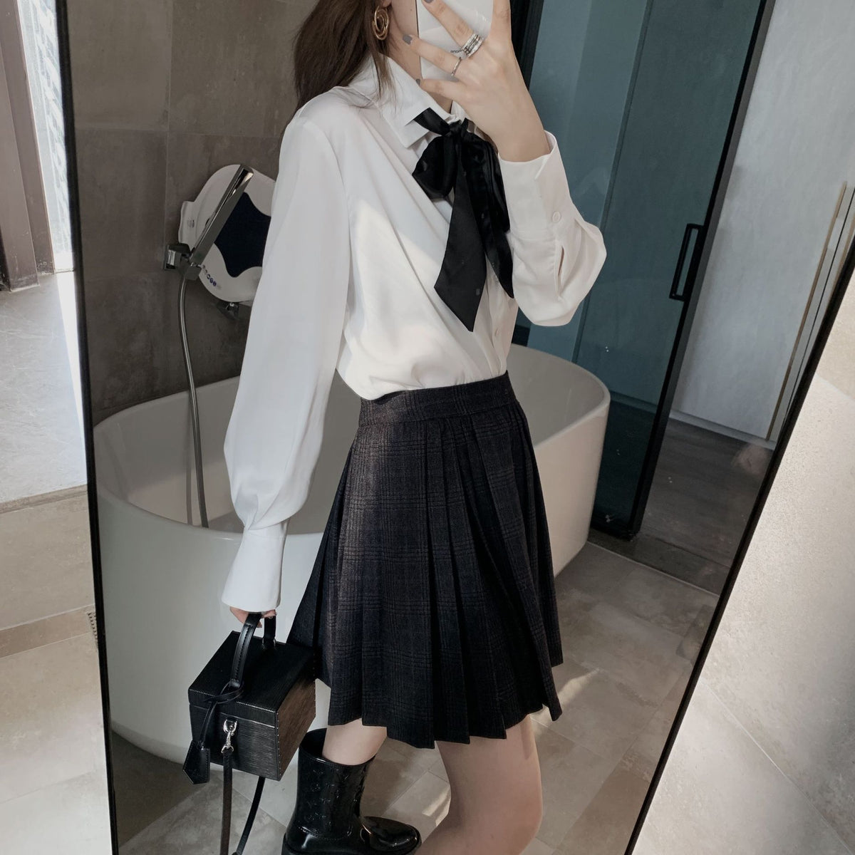 Pleated Plaid Mini Skirt