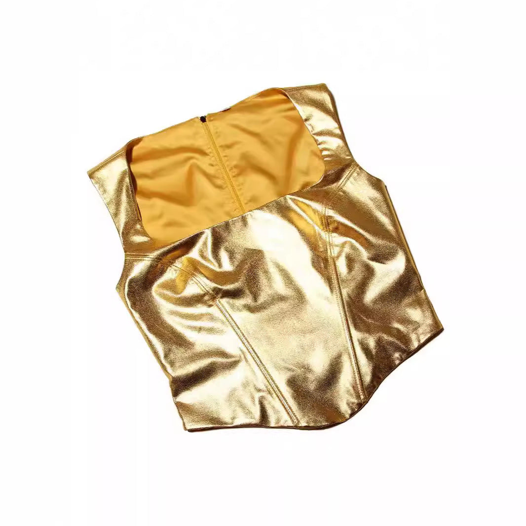 Metallic Corset Crop Top