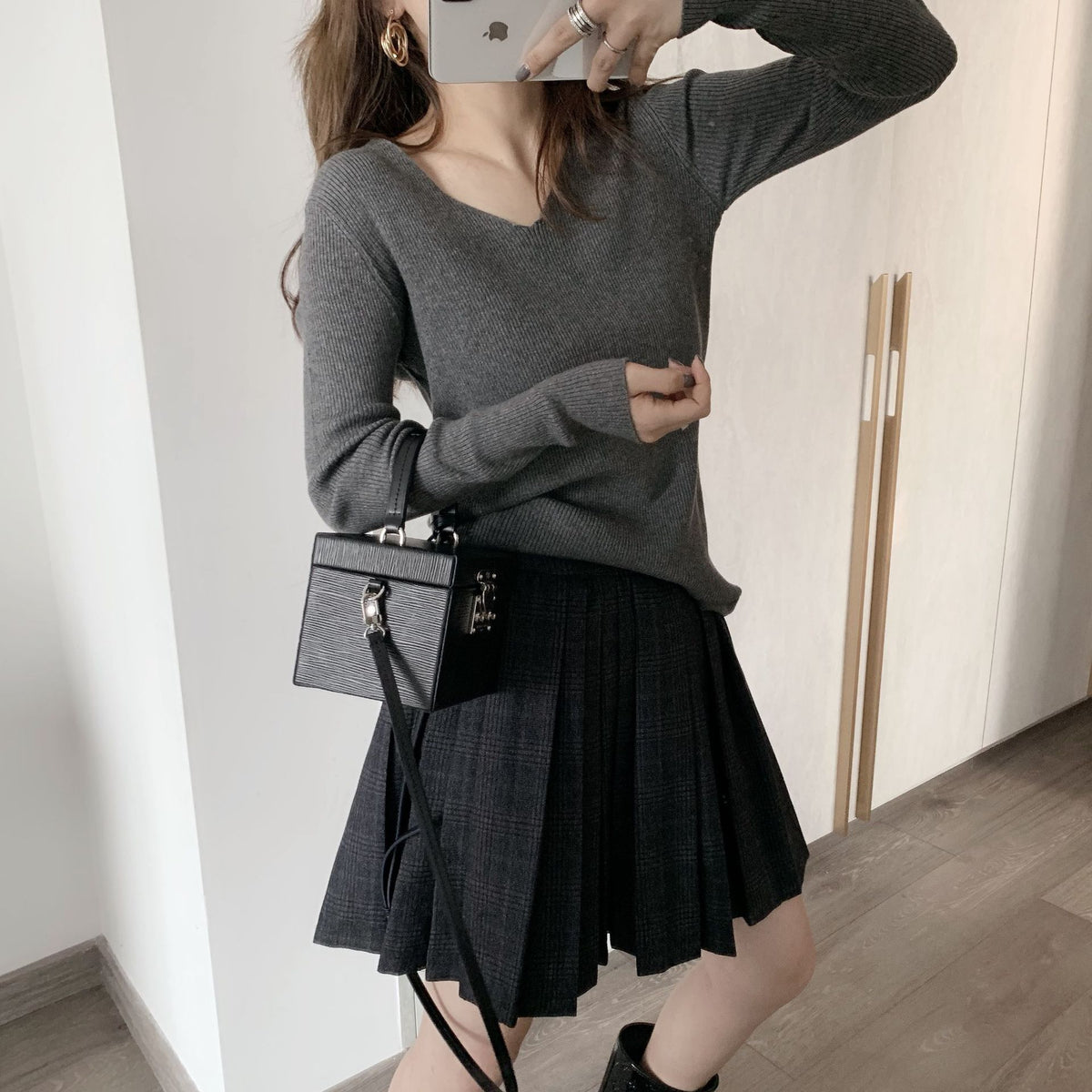 Pleated Plaid Mini Skirt