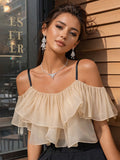 Ruffled Cold-Shoulder Crop Top