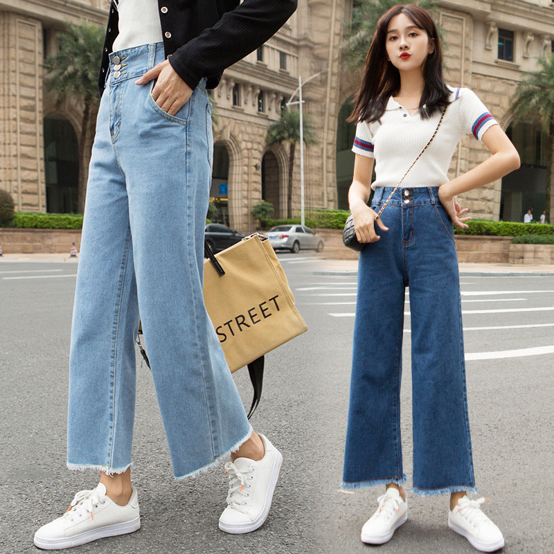 High-Waisted Cropped Straight-Leg Jeans