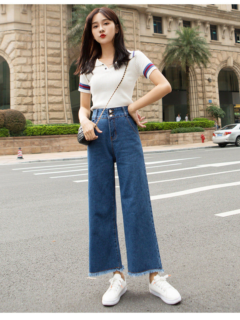 High-Waisted Cropped Straight-Leg Jeans