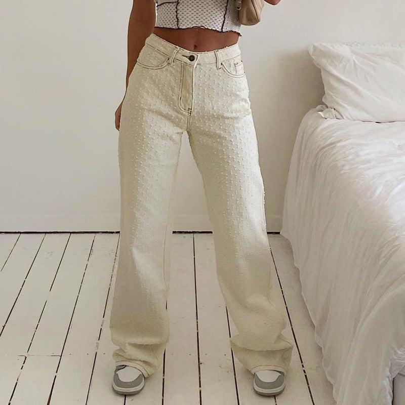 Distressed Wide-Leg Jeans