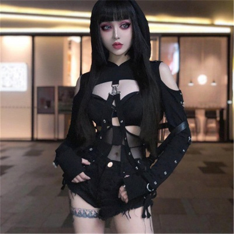 Hooded Buckle-Strap Shrug