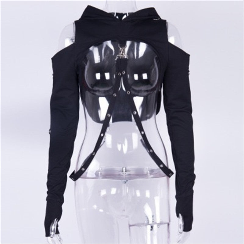 Hooded Buckle-Strap Shrug