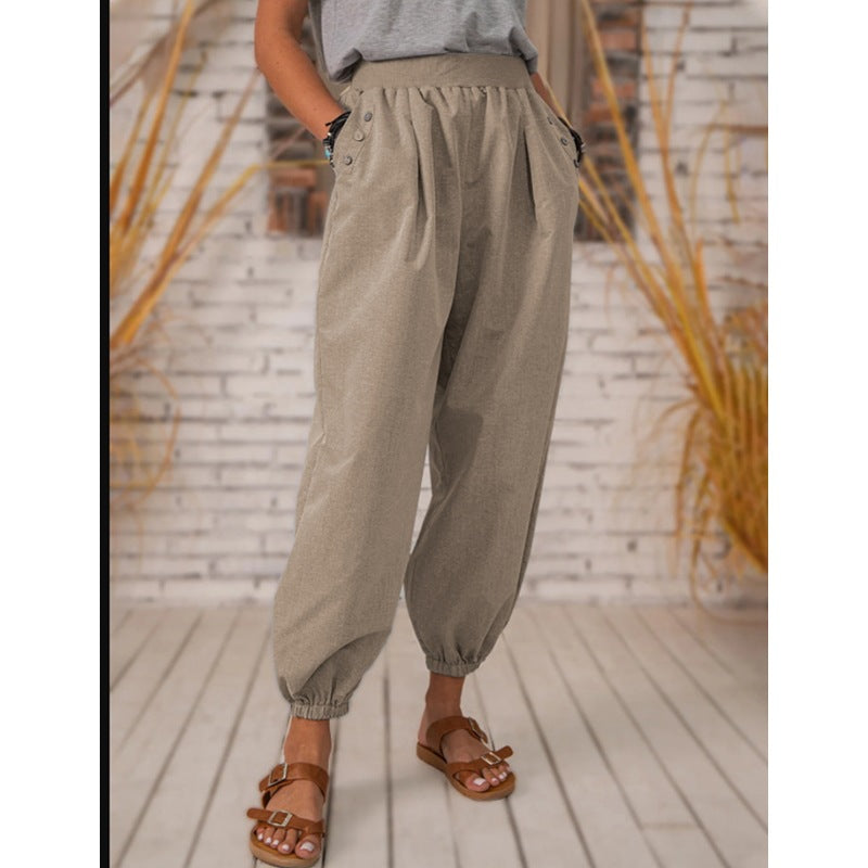 Pocketed Cuffed Harem Pants