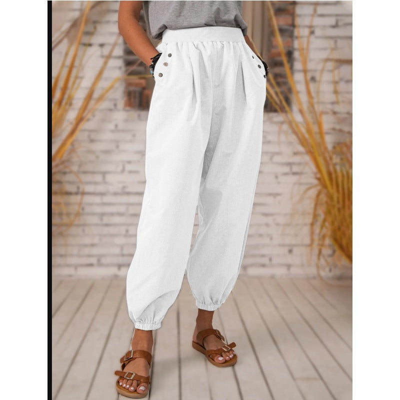 Pocketed Cuffed Harem Pants
