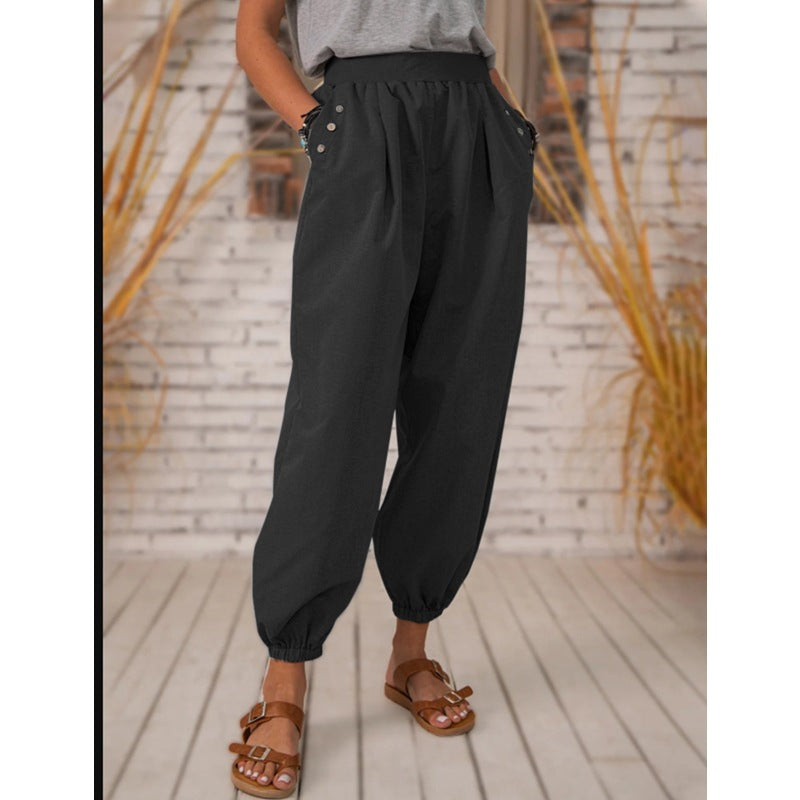 Pocketed Cuffed Harem Pants