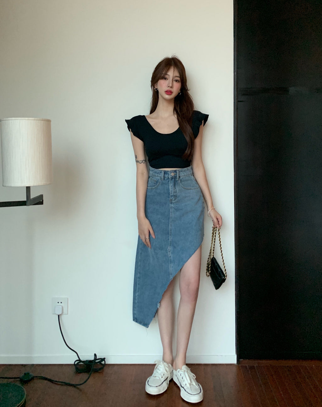 Slit Denim Skirt